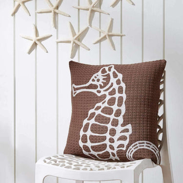 Embroidered Seahorse Pillow 18x18 - The Fox Decor